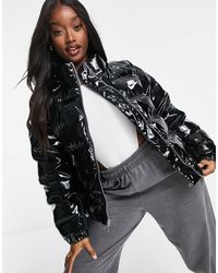 Nike Oversized Lakleren Gewatteerd Jack - Zwart