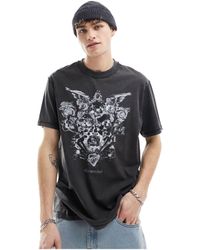 AllSaints - Camiseta negro lavado con estampado gráfico grunge covenant - Lyst