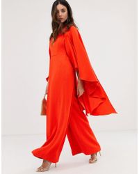 ASOS Cape Wide Leg Jumpsuit - Red