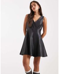 Miss Selfridge - Faux Leather Mini Dress - Lyst