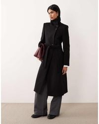 Mango - Wool Mix Tailored Funnel Neck Coat - Lyst