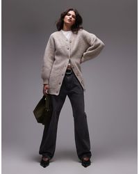 TOPSHOP - Gilet en maille duveteuse à col en v montant - avoine - Lyst