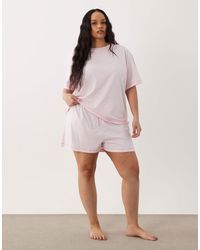 ASOS - Asos design curve – basic-pyjama aus oversize-t-shirt und shorts - Lyst