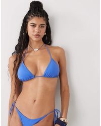Monki - Triangle Tie Up Bikini Top - Lyst