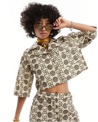 Native Youth - Embroidered Crop Boxy Shirt Co-ord - Lyst