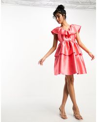 Vila - exaggerated Frill Mini Dress - Lyst
