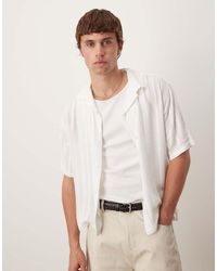 Abercrombie & Fitch - Lichtgewicht Cropped Overhemd Van Linnenmix Met Korte Mouwen - Lyst