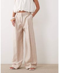 Mango - Linen Mix Tailored Straight Pants - Lyst