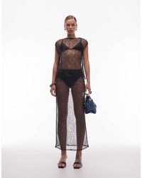 ASOS - Midi Rok Van Doorschijnend Mesh Met Lovertjes - Lyst