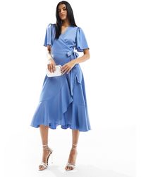 Y.A.S - – bridesmaid – midi-wickelkleid aus satin - Lyst