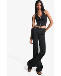 Bershka - Pantaloni Neri Con Zip E Borchie - Lyst