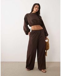 Missy Empire - Linen Blend Elasticated Waist Wide Leg Pants - Lyst