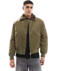 River Island - Borg Collar Bomber Jacket - Lyst