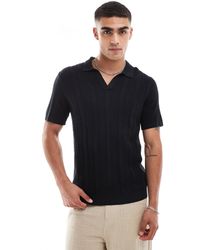 Abercrombie & Fitch - Stitch Texture Stripe Open Collar Knit Polo - Lyst