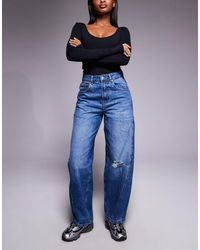 ASOS - Barrel Leg Jeans With Panelling And Cinch - Lyst