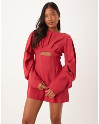 ASOS - Asos Design Petite Curved Sleeve Playsuit With Pleating Detail - Lyst