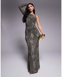 ASOS - Devore One Sleeve Maxi Dress With Open Back And Exposed Seam Details - Lyst