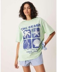 ASOS - T-Shirt Oversize Salvia Con Grafica A Tema Spiaggia - Lyst