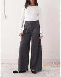 Monki - High Waist Wide Leg Tailored Trousers - Lyst