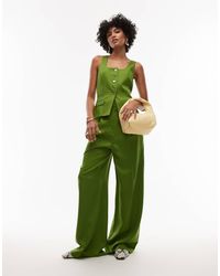 TOPSHOP - Premium Wedding Guest Occasion Tailored Pleated Wide Leg Pants - Lyst