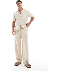 New Look - Pantalon d'ensemble ample aspect lin - taupe - Lyst