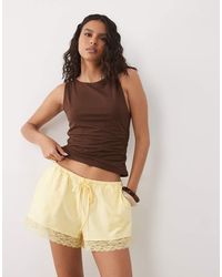 ASOS - Satin Lace Trim Draw Cord Shorts Co-ord - Lyst