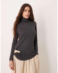 Mango - Roll Neck Ruched Side Knitted Top - Lyst