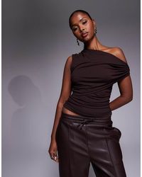ASOS - Ruched Twist Side Cut Away Draped Top - Lyst