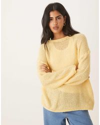 ASOS - Knit Relaxed Slash Neck Sweater With Rolled Edge Details - Lyst