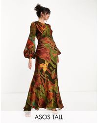 ASOS - Tall Wrap Neck Long Sleeve Maxi Dress - Lyst