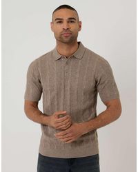Threadbare - Cable Stripe Knitted Button Polo - Lyst
