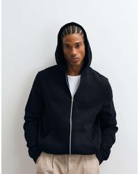 ASOS - Essentials Felpa Con Cappuccio Regular Con Zip Nera - Lyst