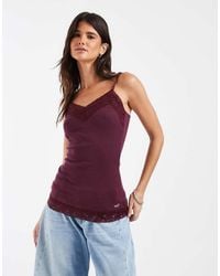 Hollister - Lace Trim Cami Top - Lyst
