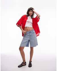 TOPSHOP - Denim Loose Fit Jort - Lyst