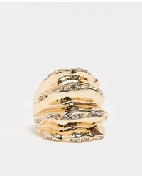 ASOS - Grof Gestructureerde Ring Met Kristallen Details - Lyst