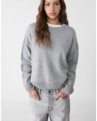 Stradivarius - Gebreide Sweater Met Ronde Hals - Lyst
