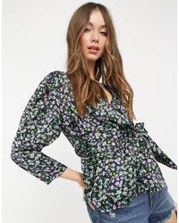 Vero Moda - Wrap Blouse With Puff Sleeves And Deep Cuffs - Lyst