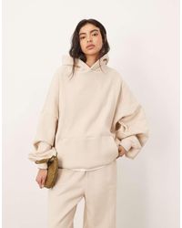 ARRANGE - Felpa Oversize Premium Pesante Con Cappuccio Color Avena - Lyst