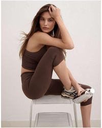 Aim'n - Leggings Modellanti A 3/4 Senza Cuciture Color Caffè Macchiato - Lyst