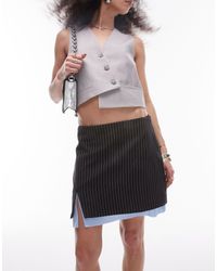 TOPSHOP - Mini-jupe taille basse à fines rayures et bords contrastants - Lyst