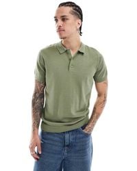 New Look - Polo De Manga Corta De Punto De -Verde - Lyst