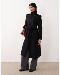 Mango - Wool Mix Tailored Funnel Neck Coat - Lyst