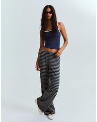 Bershka - Straight-leg Stripe Print Trousers - Lyst