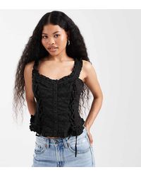 Miss Selfridge - Cotton Broderie Corset Top - Lyst