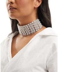 ASOS - Limited Edition Choker Necklace With Faux Pearl And Crystal Cupchain - Lyst
