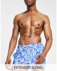 ASOS Swim Shorts With Peace Sign Print Super Short Length - Blue