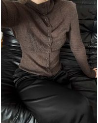 NA-KD - Thin Wool Knitted Button Top - Lyst