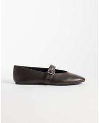 Mango - 100% Leather Strap Detail Flat Shoe - Lyst