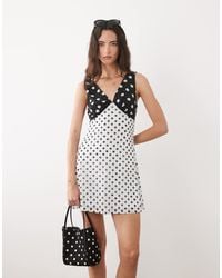 ASOS - Contrast Bust V-neck Mini Dress With Tie Back Detail - Lyst