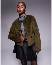 River Island - Borg Button Through Duffle Coat - Lyst